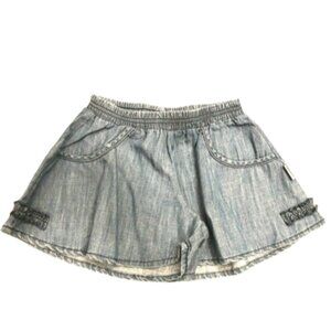 Naartjie Girl NEW NWOT Chambray Denim Jean Shorts Skort Elastic Ruffle Blue 7